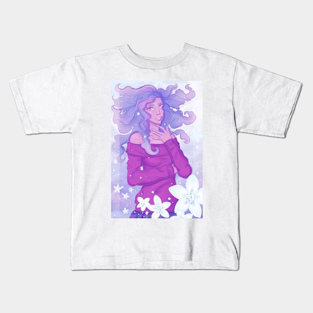 Snow Flower Kids T-Shirt by Juame